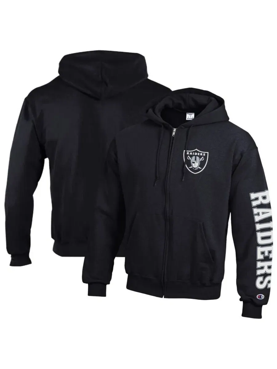 Худи на молнии с капюшоном Las Vegas Raiders Powerblend Fleece Champion — изображение 1 из 3, черный