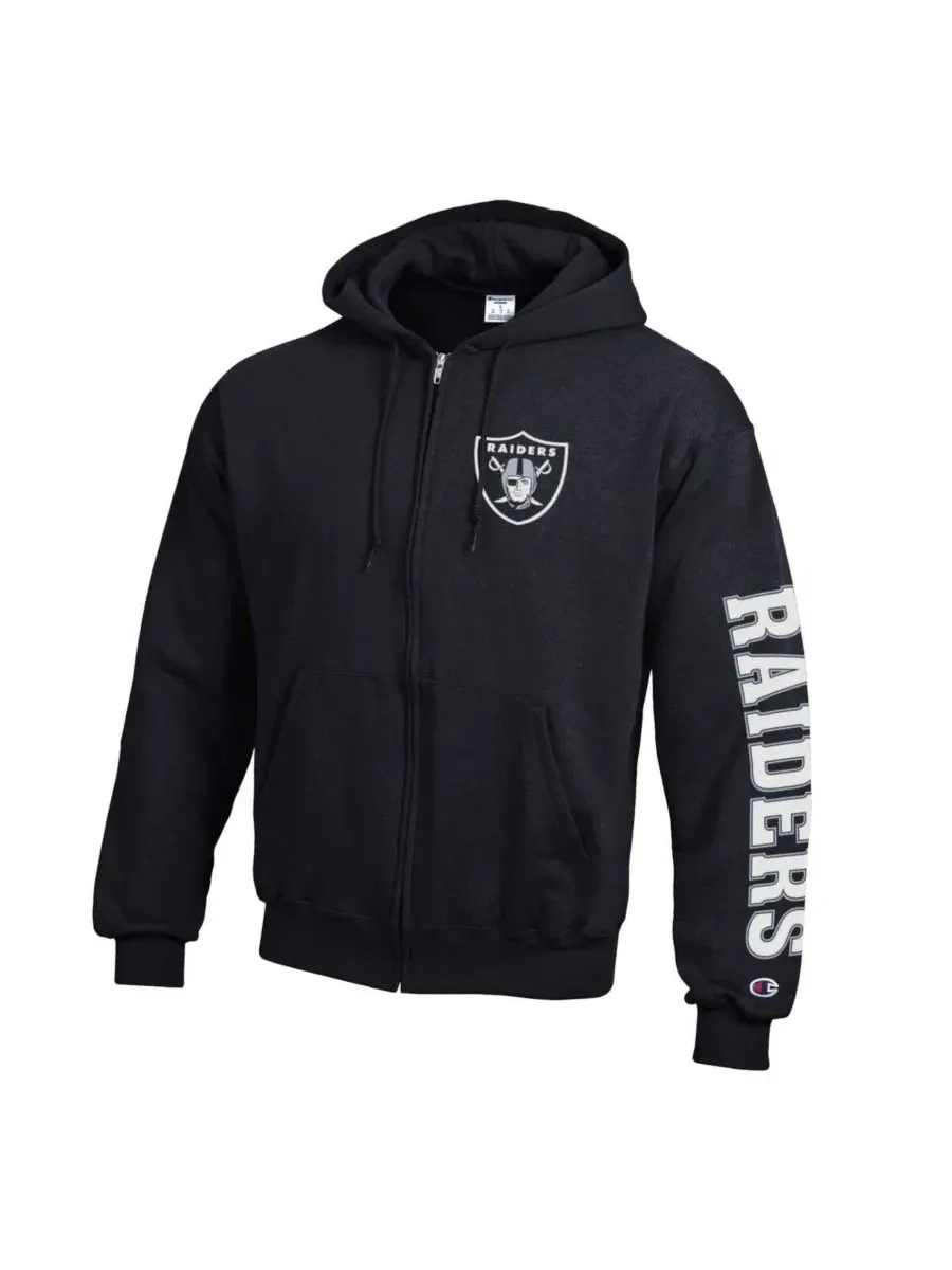 Худи на молнии с капюшоном Las Vegas Raiders Powerblend Fleece Champion — изображение 2 из 3, черный