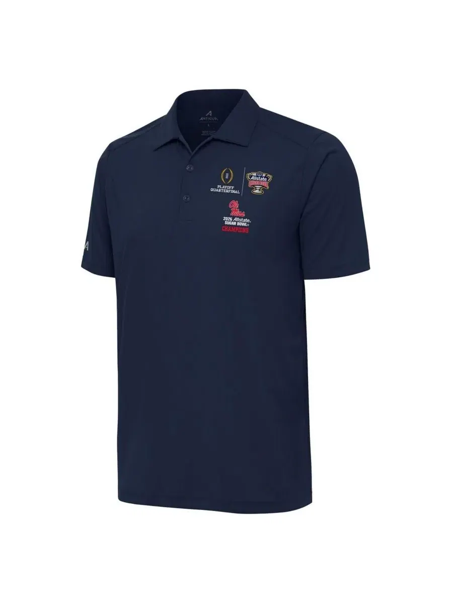 Поло с вышитым логотипом Antigua Navy — изображение 2 из 3, темно-синий