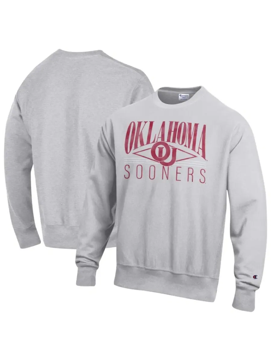 Свитшот из флиса с принтом Oklahoma Sooners Reverse Weave Champion — изображение 1 из 3, серый