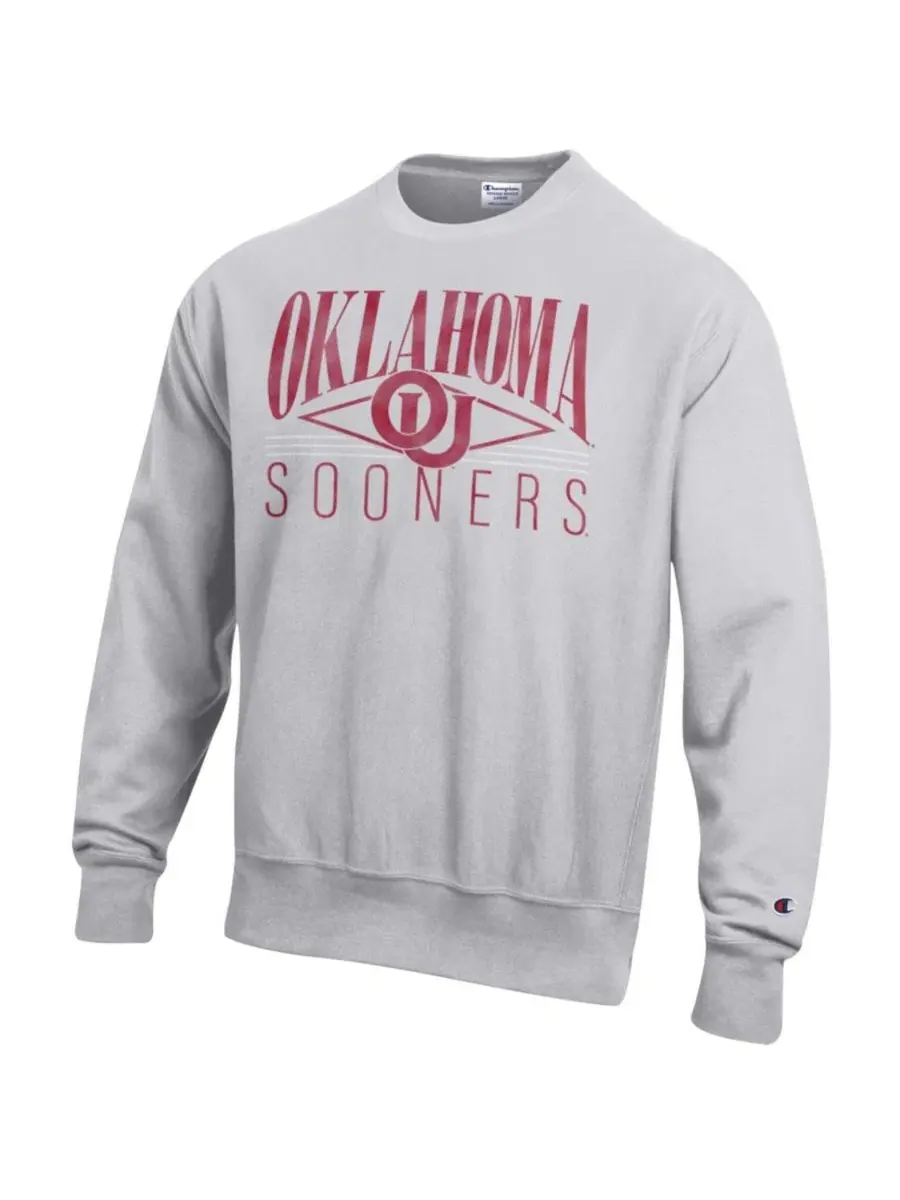 Свитшот из флиса с принтом Oklahoma Sooners Reverse Weave Champion — изображение 2 из 3, серый