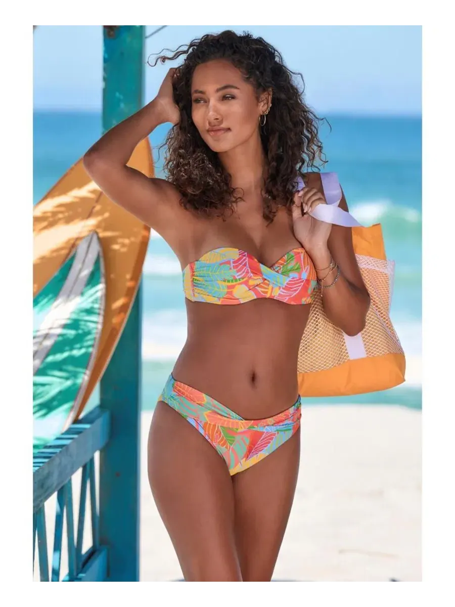 Топ для бикини без бретелек с тропическим принтом LASCANA, Coral Printed — изображение 5 из 7