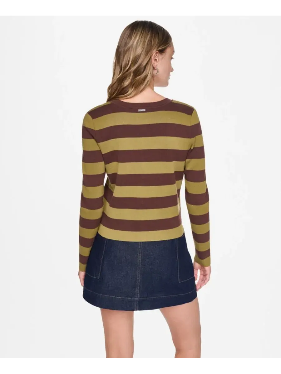 Кардиган женский с полосками из смесового хлопка Petite Striped Cotton-Blend Cardigan DKNY Jeans — изображение 5 из 6