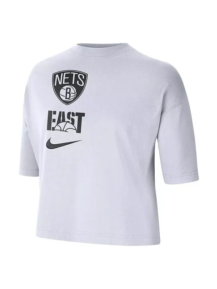 Женская белая футболка свободного кроя Brooklyn Nets Essential Nike — изображение 2 из 3