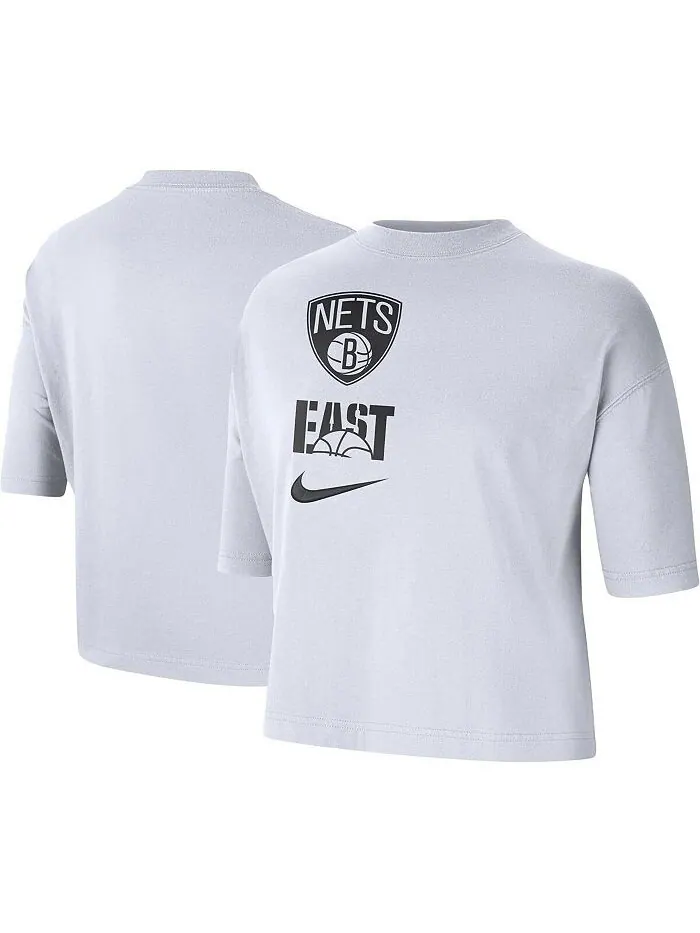 Женская белая футболка свободного кроя Brooklyn Nets Essential Nike — изображение 1 из 3, белый