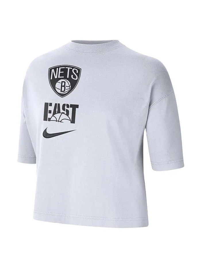 Женская белая футболка свободного кроя Brooklyn Nets Essential Nike — изображение 2 из 3, белый