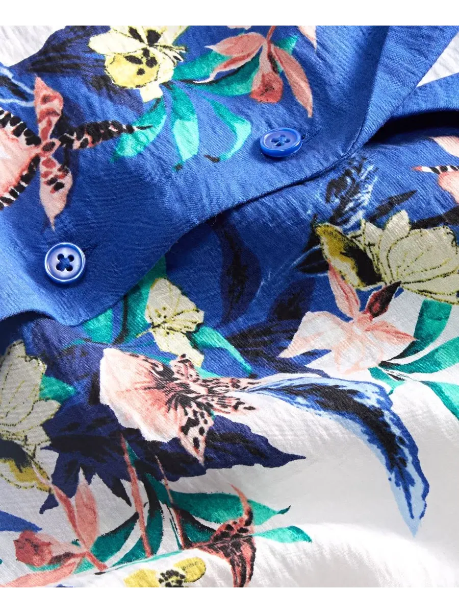 Топ с принтом с коротким рукавом, на пуговицах Alana Floral I.N.C. International Concepts — изображение 4 из 4