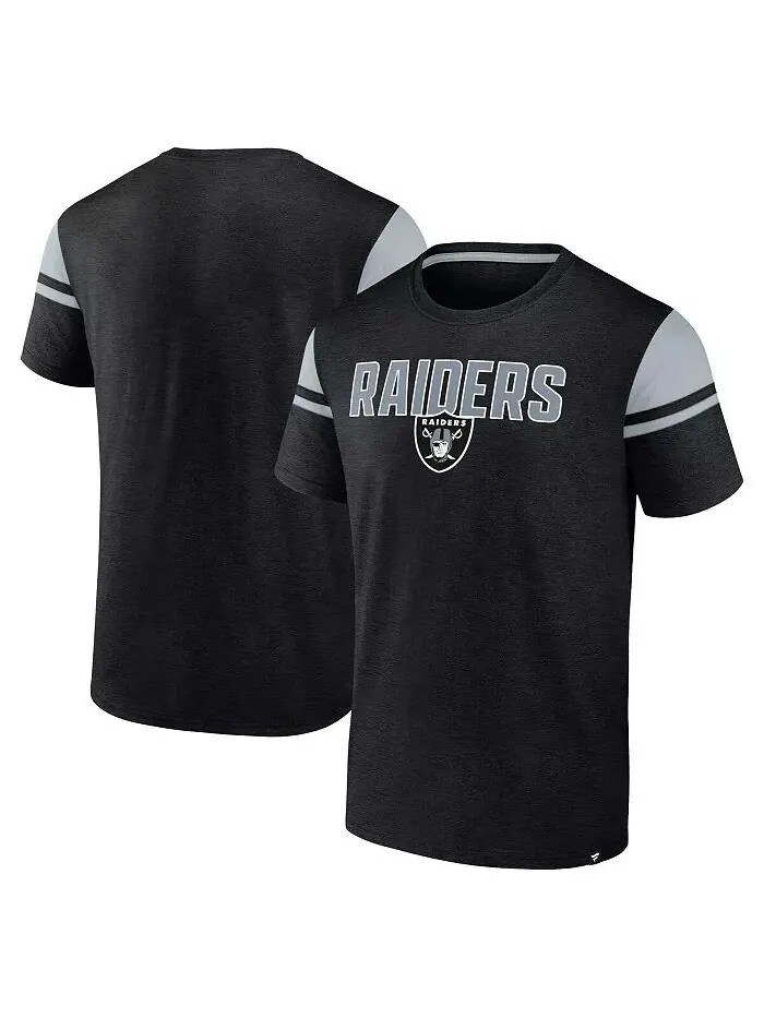 Мужская черная футболка Las Vegas Raiders Old School Play Slub Fanatics — изображение 1 из 3