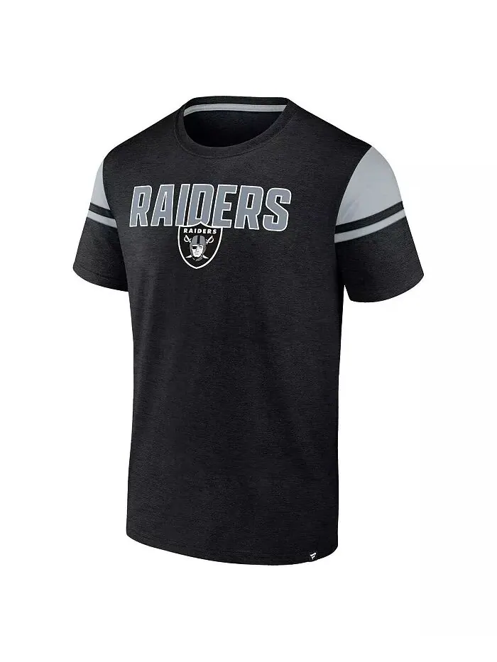 Мужская черная футболка Las Vegas Raiders Old School Play Slub Fanatics — изображение 2 из 3