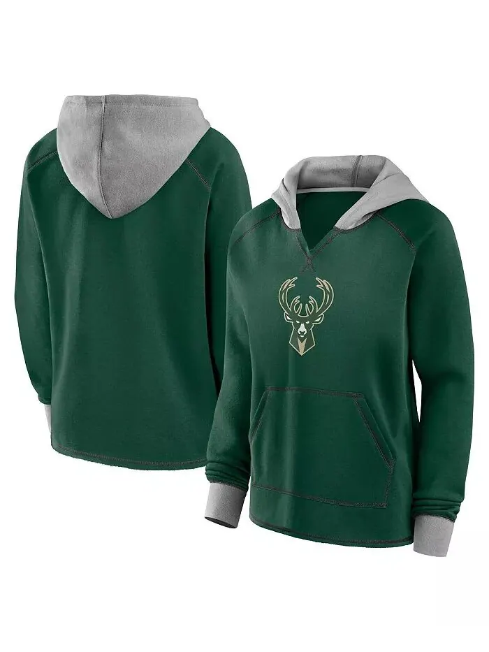 Женская толстовка-пуловер Milwaukee Bucks Boom Hunter Green Logo Athletic — изображение 1 из 3