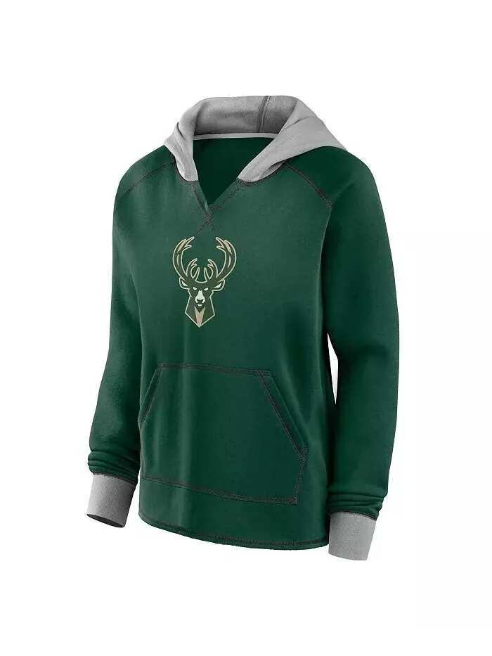 Женская толстовка-пуловер Milwaukee Bucks Boom Hunter Green Logo Athletic — изображение 2 из 3