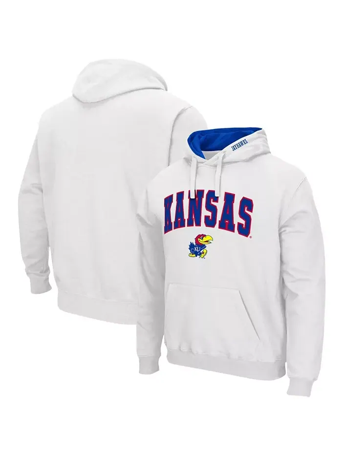 Мужская белая толстовка Kansas Jayhawks Arch Logo 3.0 с капюшоном Colosseum — изображение 1 из 3
