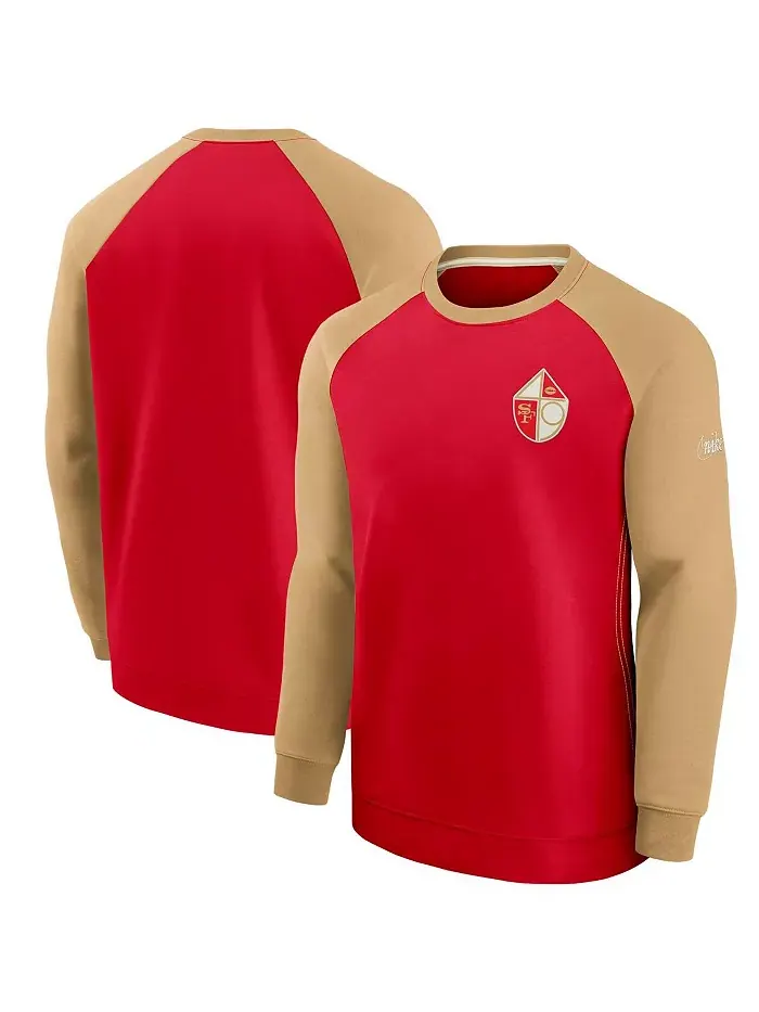 Мужской свитер San Francisco 49ers Historic Raglan Crew Performance в красно-золотой гамме Nike