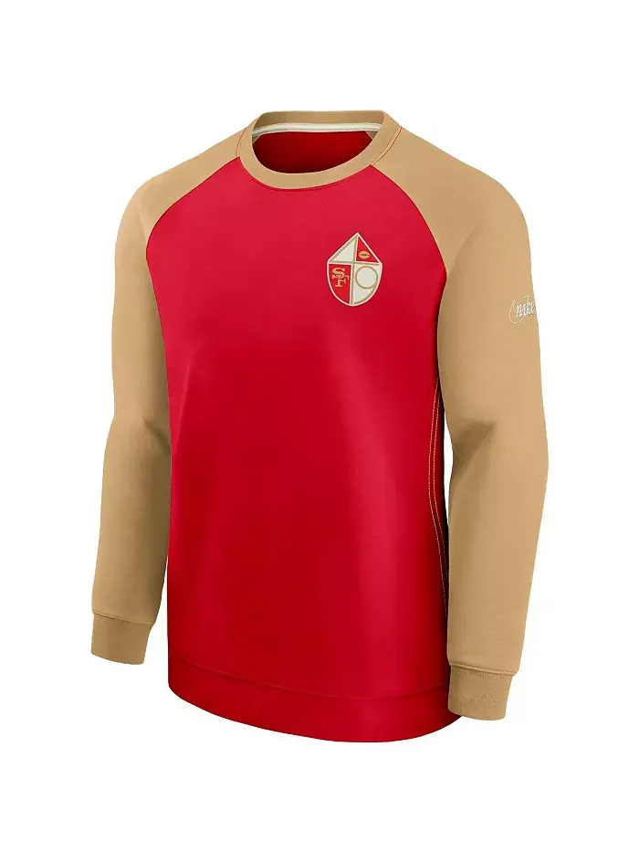 Мужской свитер San Francisco 49ers Historic Raglan Crew Performance в красно-золотой гамме Nike — изображение 2 из 3