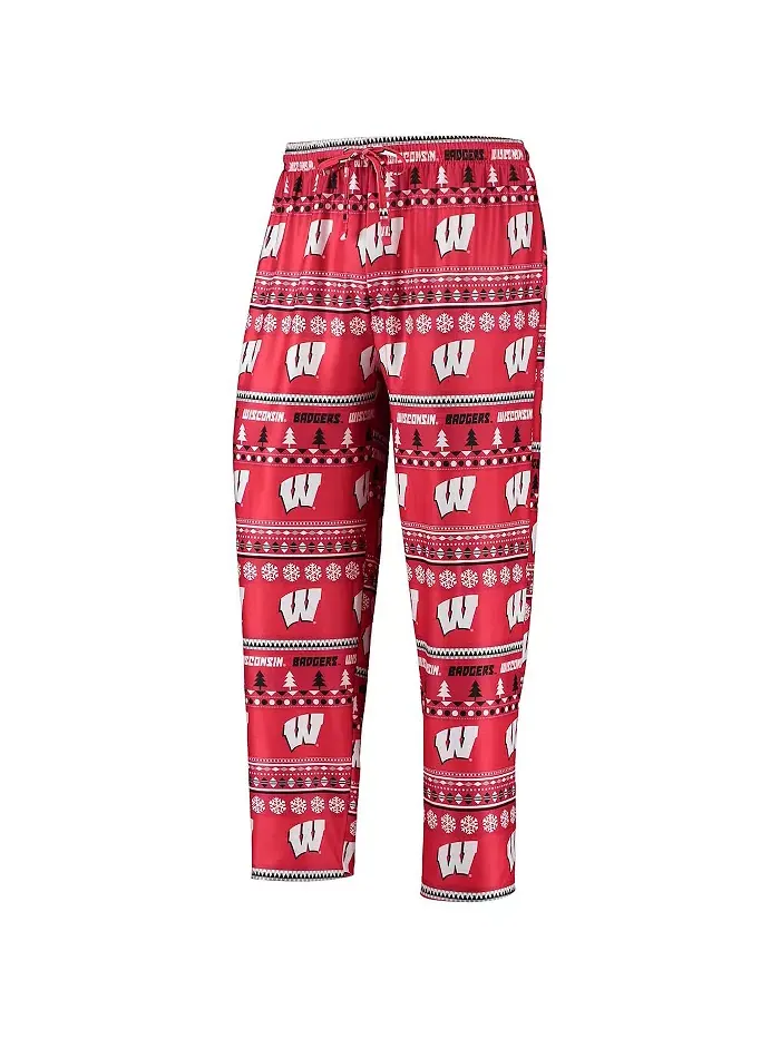 Мужской комплект для сна с длинным рукавом и брюками Red Wisconsin Badgers Ugly Sweater Concepts — изображение 5 из 5