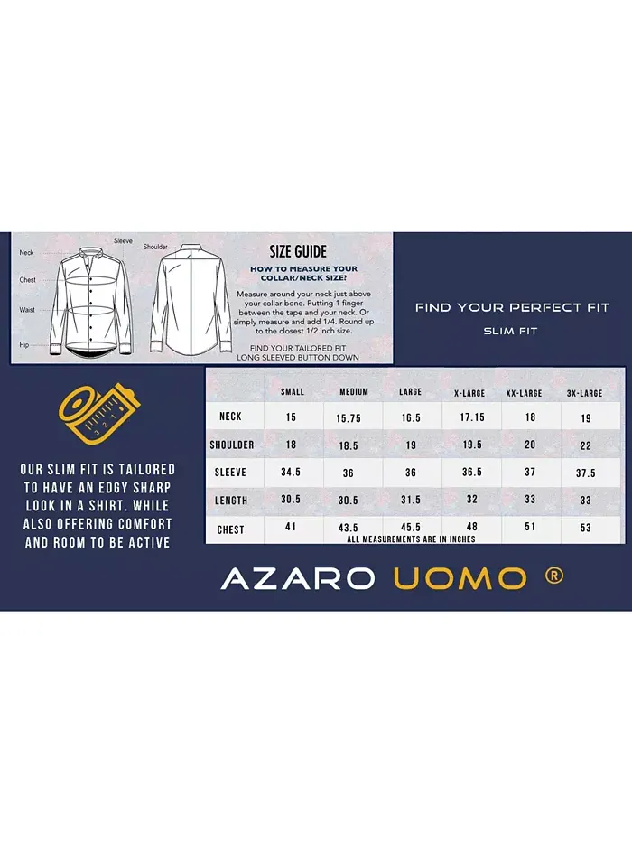 Мужская классическая рубашка с пуговицами Nautical в облегающем крое Slim Fit Azaro Uomo — изображение 5 из 5