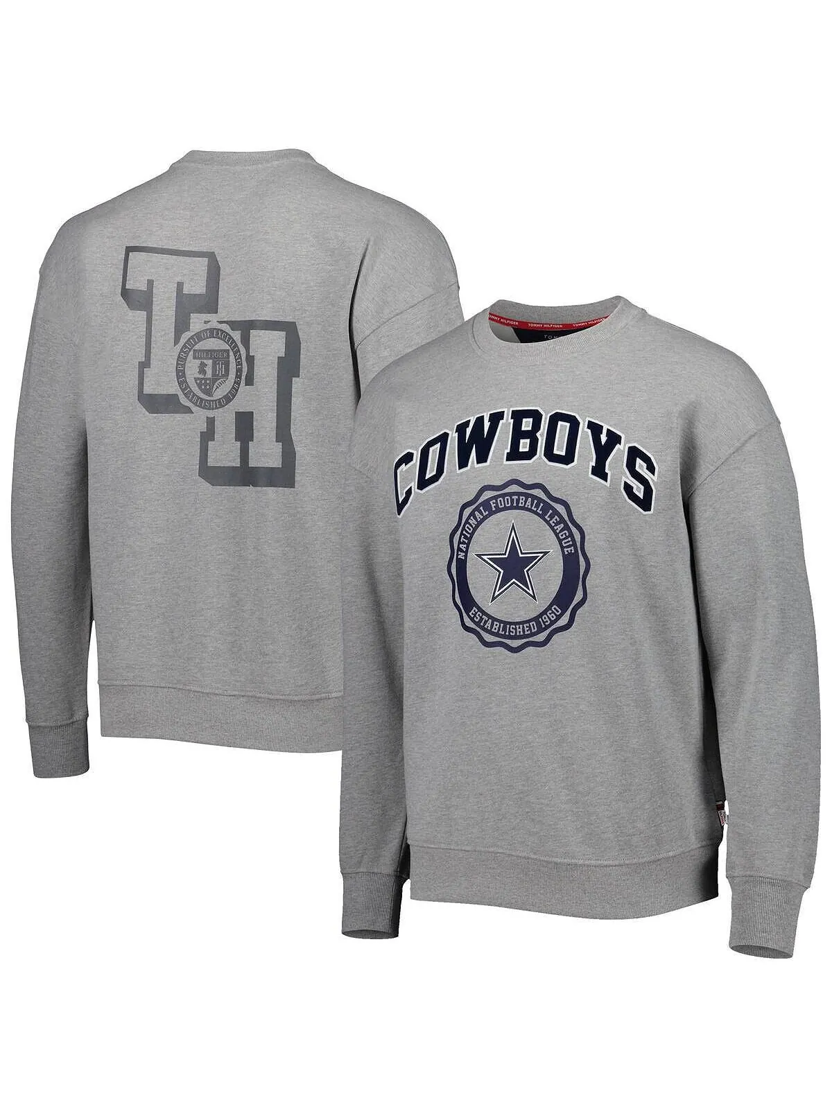 Мужская толстовка Hether Grey Dallas Cowboys Ronald Crew Tommy Hilfiger — изображение 1 из 4, серый