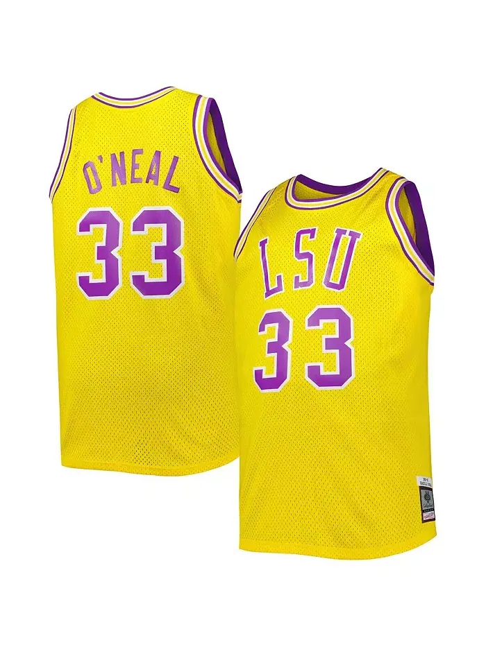 Мужская баскетбольная майка 1990/91 Shaquille O'Neal Gold LSU Tigers Big and Tall Swingman Mitchell — изображение 1 из 3
