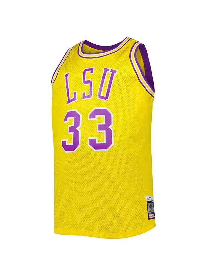 Мужская баскетбольная майка 1990/91 Shaquille O'Neal Gold LSU Tigers Big and Tall Swingman Mitchell — изображение 2 из 3