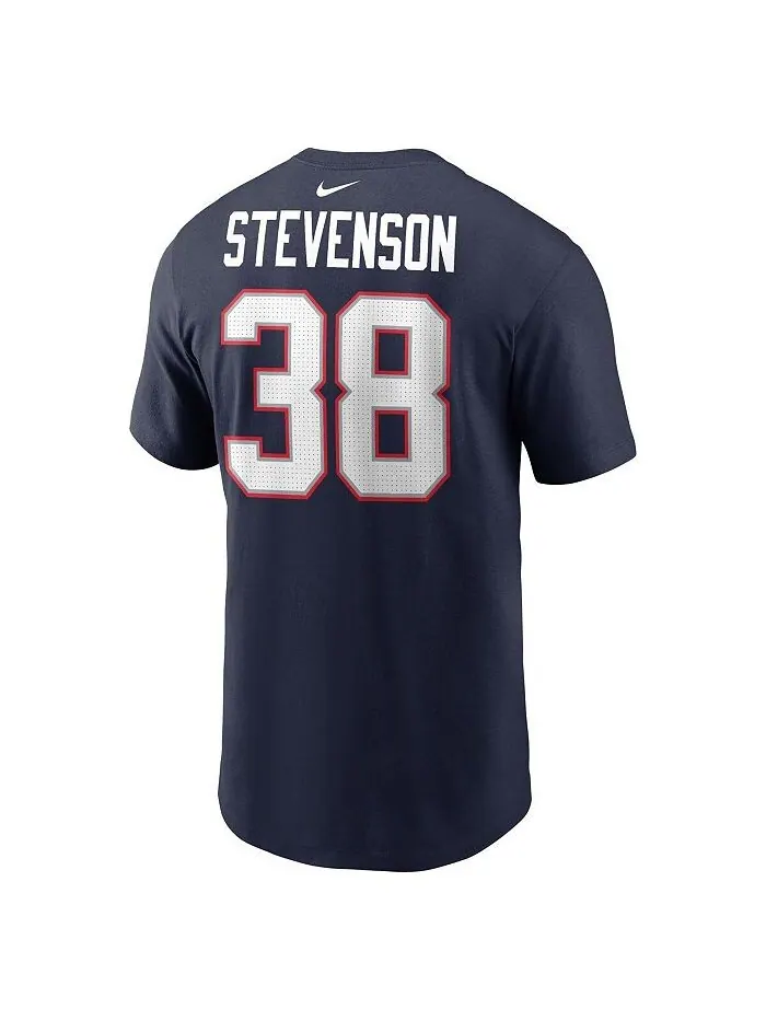 Мужская футболка Rhamondre Stevenson Navy New England Patriots с именем и номером игрока Nike — изображение 2 из 3