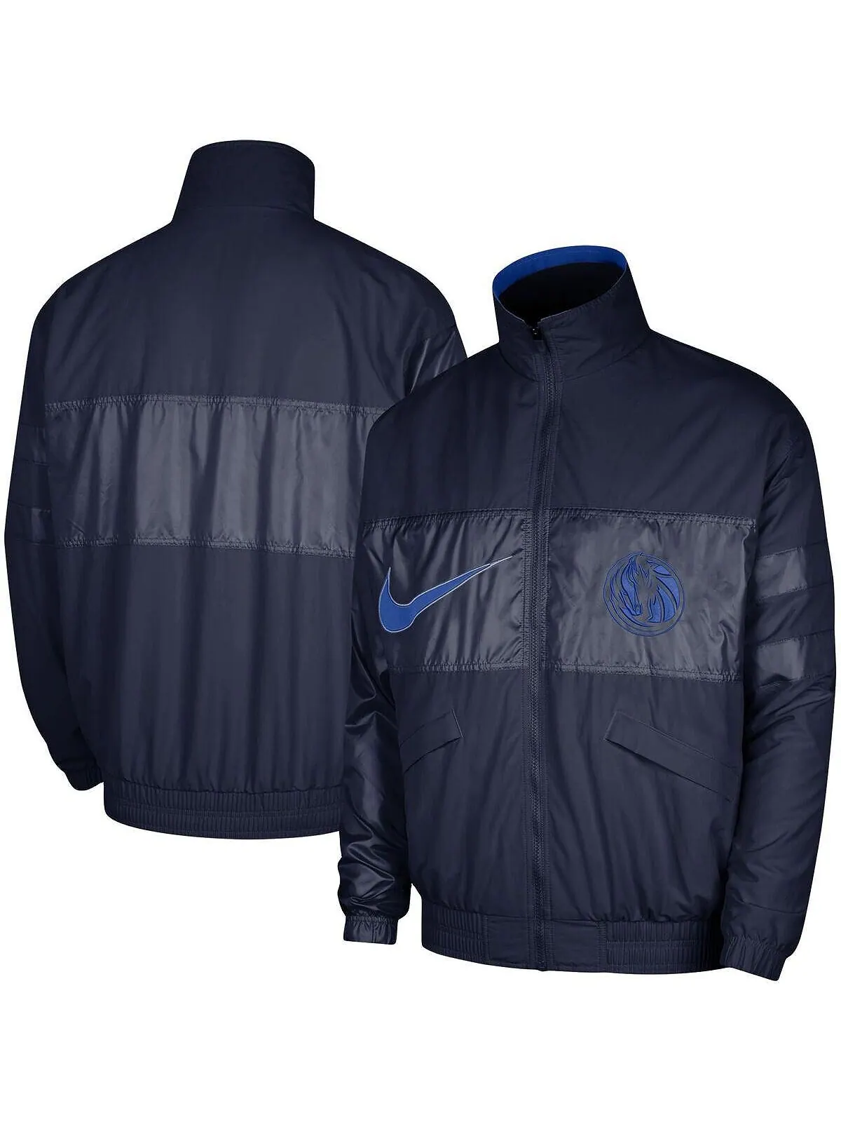 Мужская темно-синяя куртка с молнией во всю длину Dallas Mavericks Courtside Versus Capsule Nike