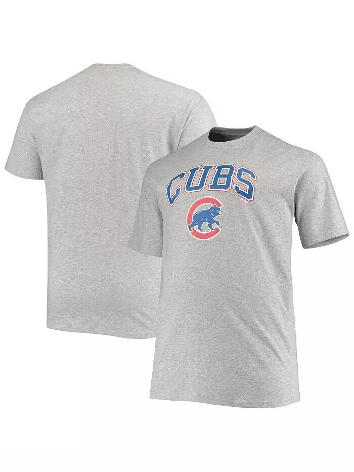 Мужская серая футболка Chicago Cubs Big and Tall среднего размера с меланжевым рисунком Fanatics — изображение 1 из 1