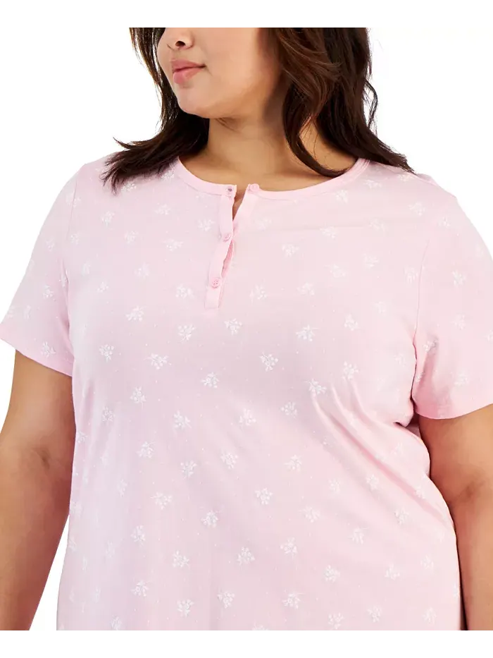 Свободная ночная сорочка из хлопка с цветочным принтом Ditsy, Plus Size Charter Club — изображение 2 из 4