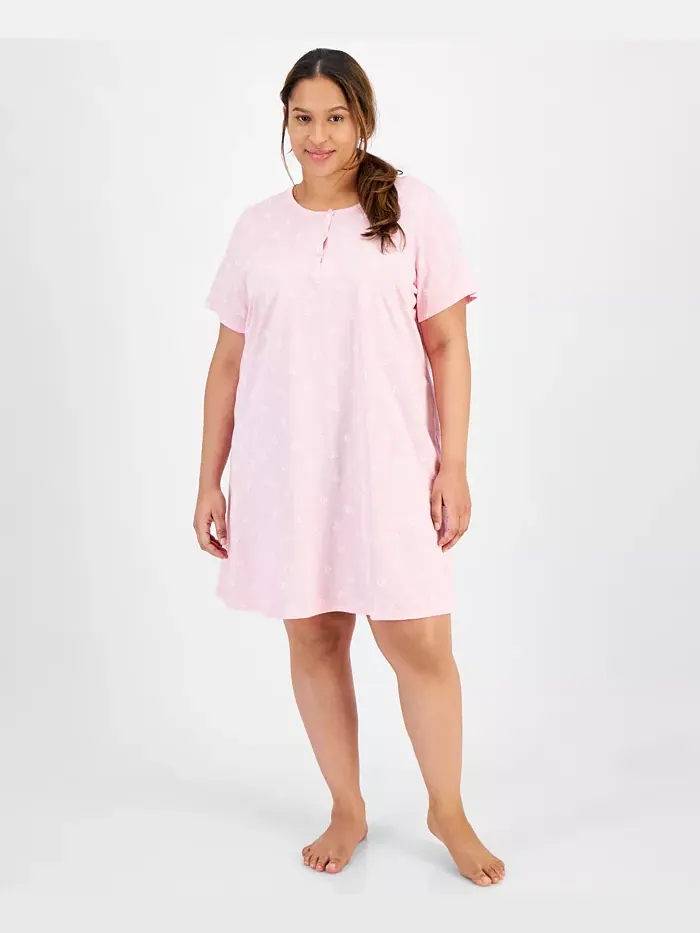 Свободная ночная сорочка из хлопка с цветочным принтом Ditsy, Plus Size Charter Club — изображение 4 из 4