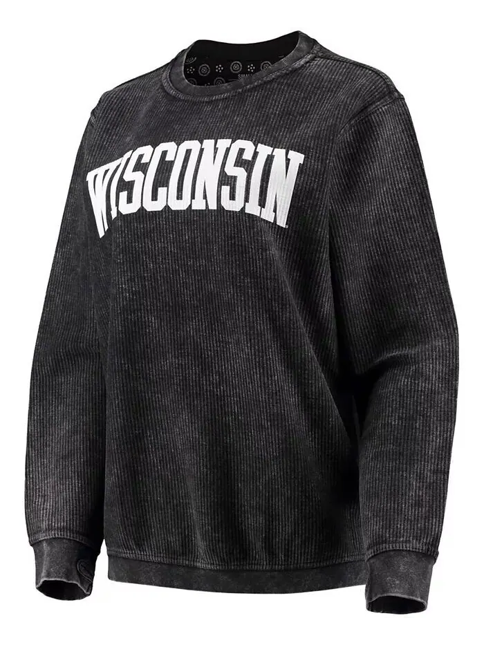 Женский черный свитер Wisconsin Badgers с удобным шнурком в винтажном стиле, базовый пуловер с — изображение 2 из 3