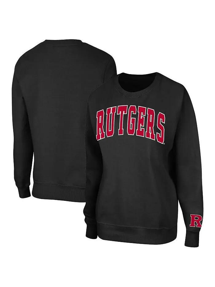 Женский черный пуловер Rutgers Scarlet Knights Campanile свитшот Colosseum — изображение 1 из 3