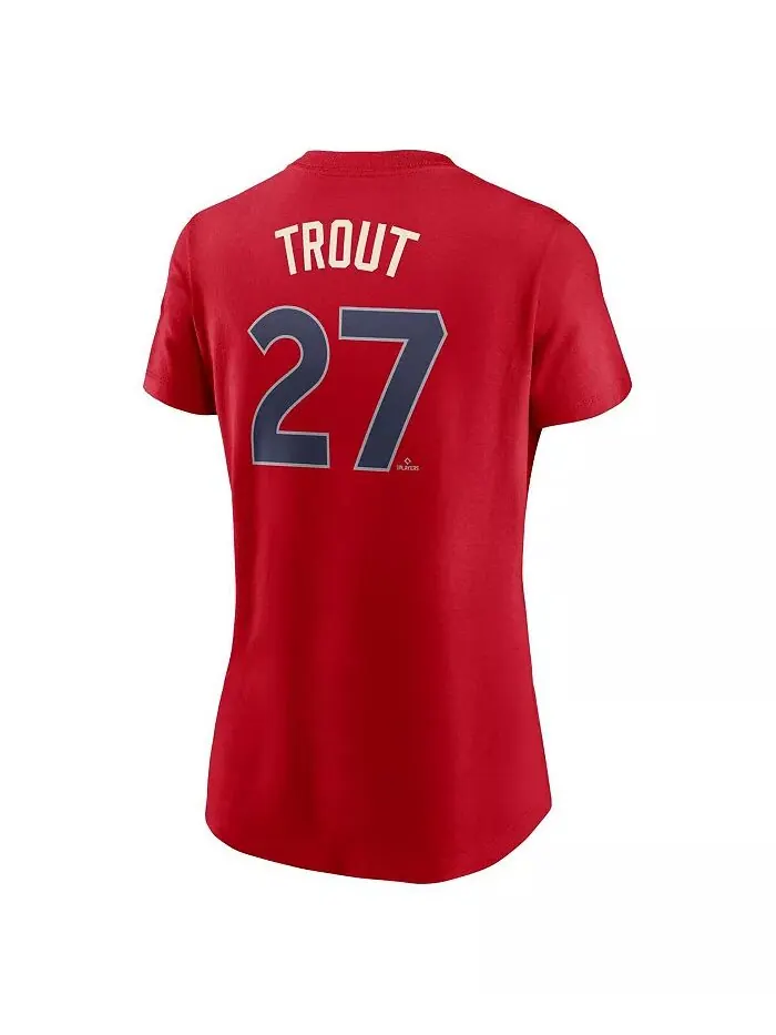 Женская футболка Майка Траута Red Los Angeles Angels 2024 City Connect Fuse с именем игрока и — изображение 2 из 3