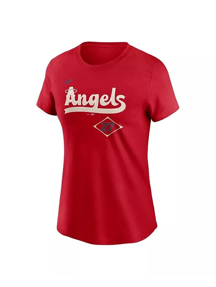 Женская футболка Майка Траута Red Los Angeles Angels 2024 City Connect Fuse с именем игрока и — изображение 3 из 3