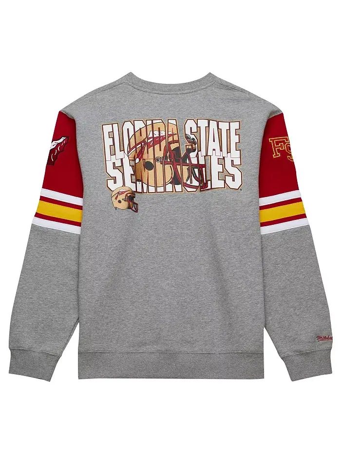 Мужская серая меланжевая толстовка Florida State Seminoles Throwback Allover 4.0 с капюшоном — изображение 3 из 4