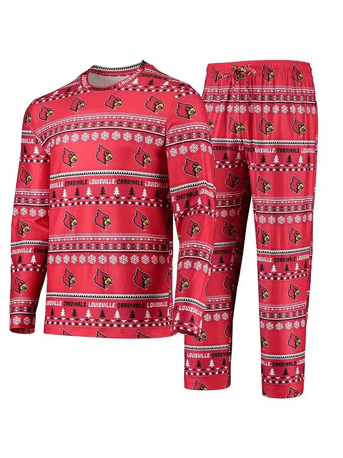 Мужской красный комплект для сна Louisville Cardinals с длинным рукавом и брюками "Ugly Sweater" — изображение 1 из 4