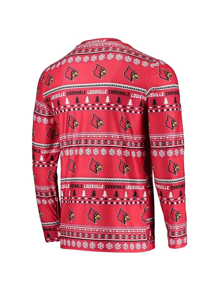 Мужской красный комплект для сна Louisville Cardinals с длинным рукавом и брюками "Ugly Sweater" — изображение 3 из 4