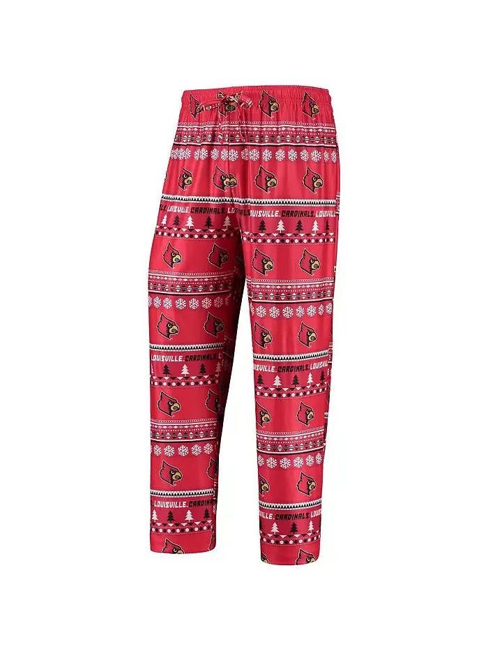 Мужской красный комплект для сна Louisville Cardinals с длинным рукавом и брюками "Ugly Sweater" — изображение 4 из 4
