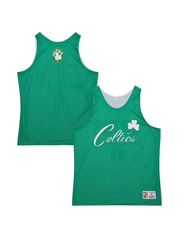 Мужская тренировочная майка Kelly Green Boston Celtics Hardwood Classics Reversible Mesh Mitchell & — изображение 1 из 5