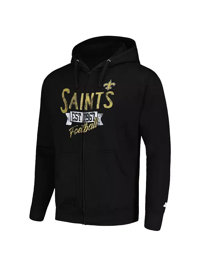 Мужская черная худи New Orleans Saints Domestic Post Season на молнии Starter — изображение 3 из 3