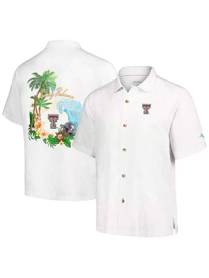 Мужская белая рубашка на пуговицах Texas Tech Red Raiders Castaway Game Camp Tommy Bahama — изображение 1 из 4