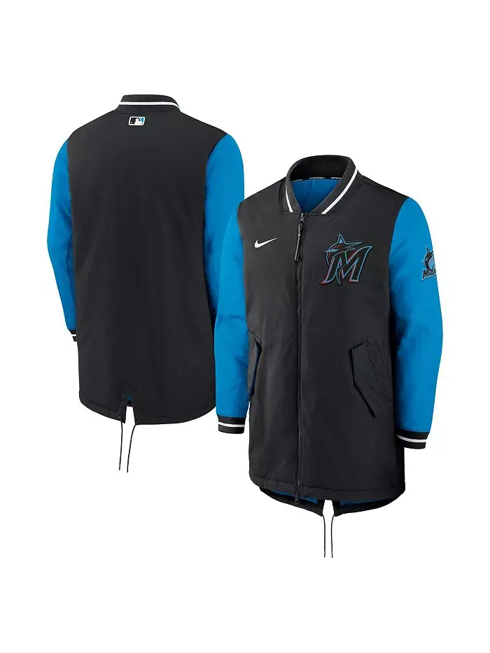 Мужская черная бейсбольная куртка Miami Marlins Dugout Performance на молнии Nike