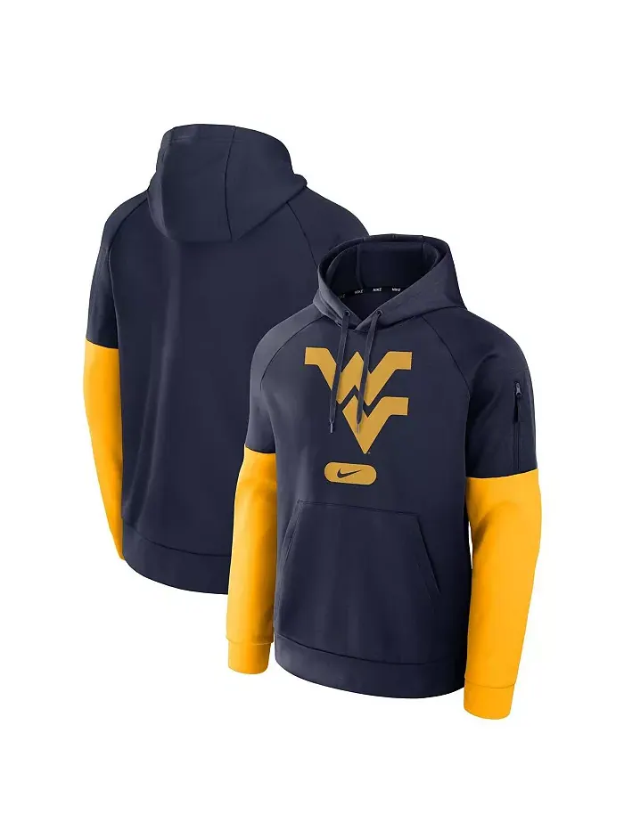 Мужская синяя толстовка с капюшоном West Virginia Mountaineers для тренировок Nike — изображение 1 из 3