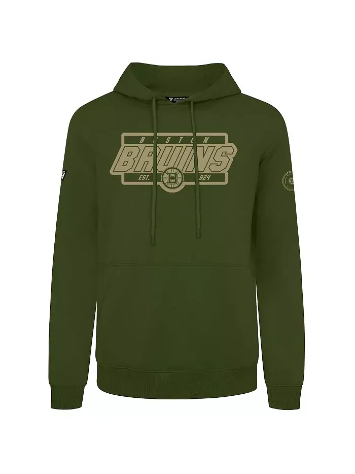 Мужская оливковая толстовка с капюшоном Boston Bruins Podium Pullover Hoodie LevelWear