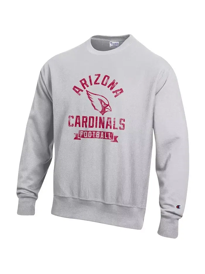 Мужской свитшот Heather Gray Arizona Cardinals Reverse Weave Fleece Pullover Champion — изображение 3 из 3