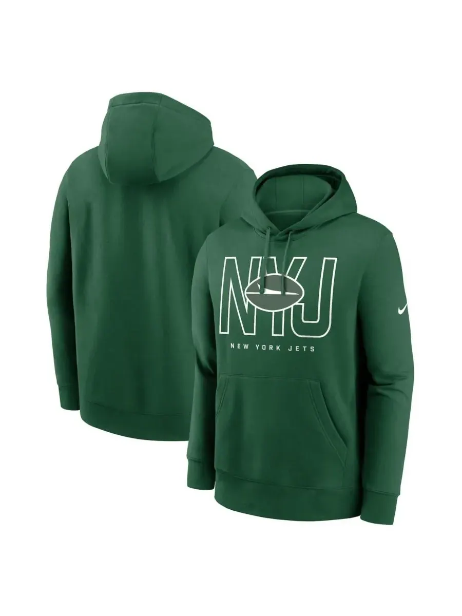 Nike Мужская зеленая флисовая толстовка с капюшоном New York Jets Busted Play Club — изображение 1 из 3, зеленый