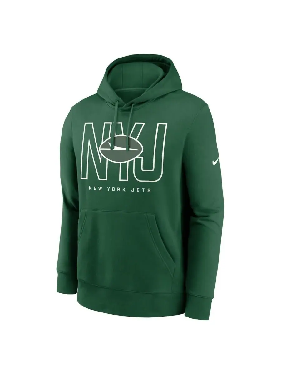Nike Мужская зеленая флисовая толстовка с капюшоном New York Jets Busted Play Club — изображение 2 из 3, зеленый