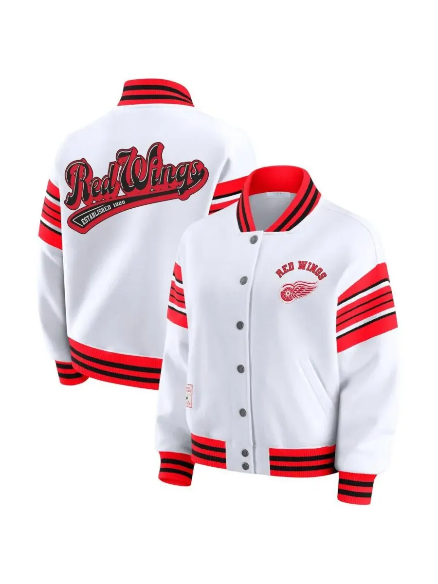 WEAR by Erin Andrews Женская флисовая толстовка-куртка Detroit Red Wings белого/красного цвета с — изображение 1 из 3