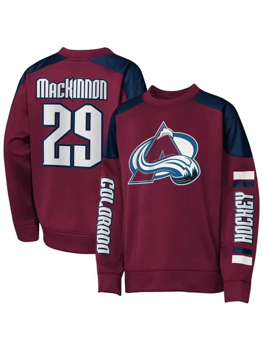 Толстовка с круглым вырезом "Big Boys and Girls Nathan MacKinnon Burgundy Colorado Avalanche Best — изображение 1 из 3