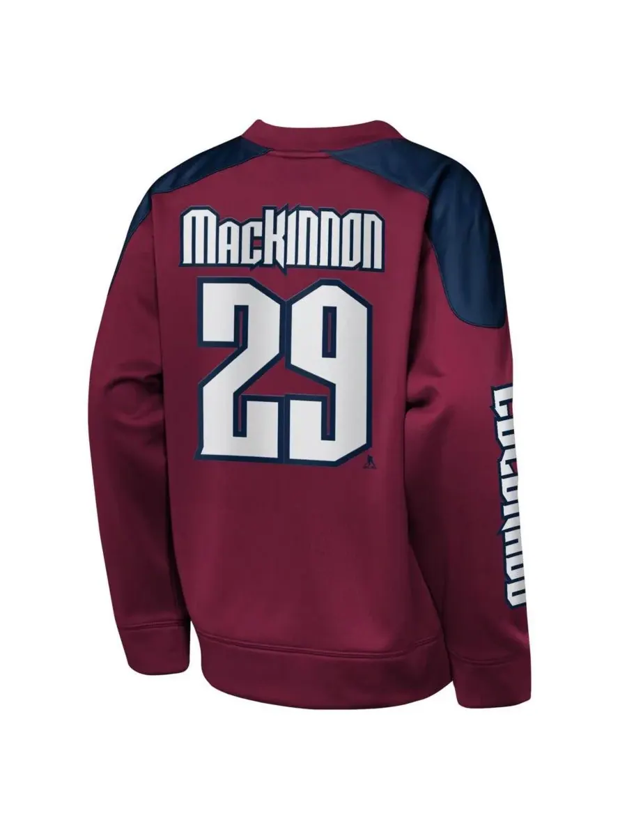 Толстовка с круглым вырезом "Big Boys and Girls Nathan MacKinnon Burgundy Colorado Avalanche Best — изображение 2 из 3