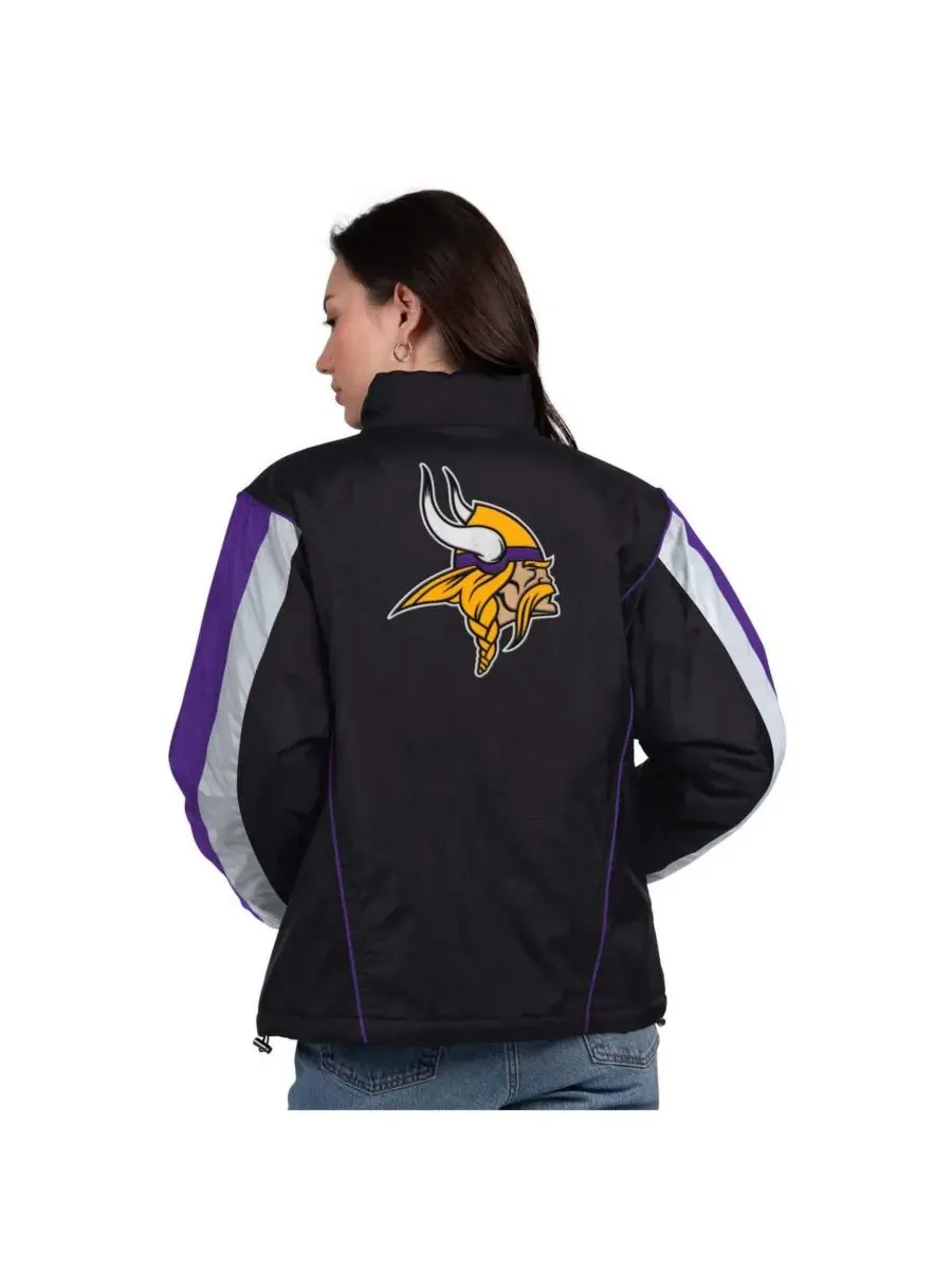 Starter Женская куртка Minnesota Vikings Thursday Night Gridiron с половинной молнией — изображение 2 из 2, черный фиолетовый