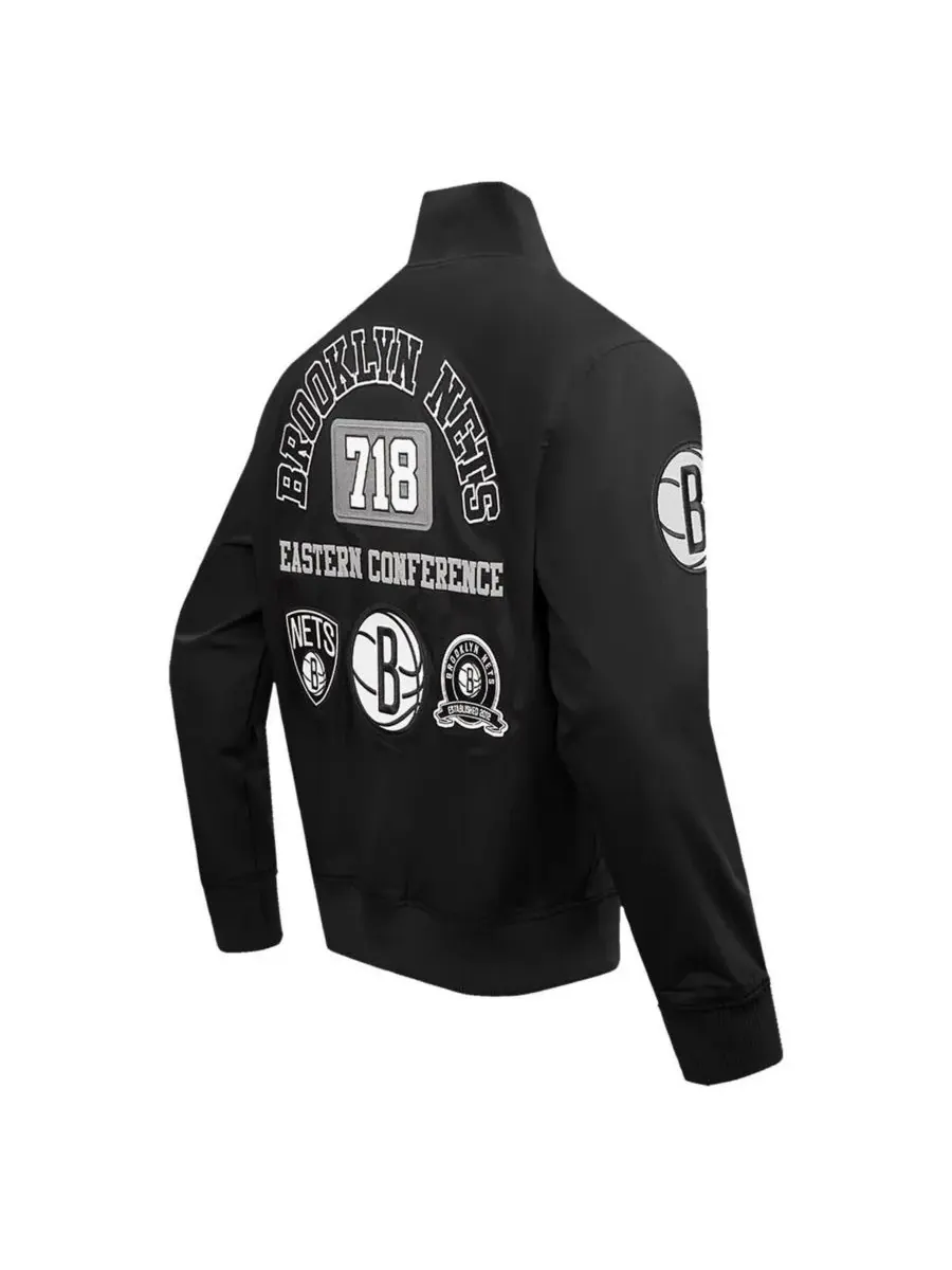 Pro Standard Мужская черная куртка Brooklyn Nets Area Code из саржи с полной застежкой-молнией — изображение 3 из 4, черный